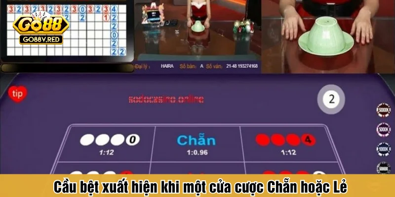 Cầu bệt xuất hiện khi một cửa cược Chẵn hoặc Lẻ