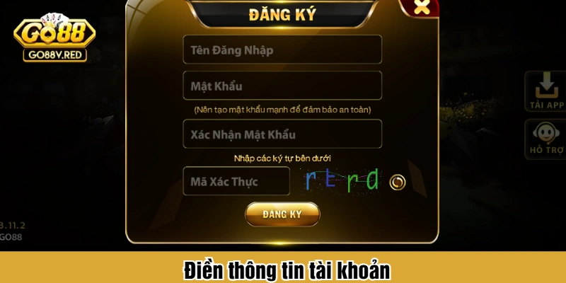 Điền thông tin tài khoản